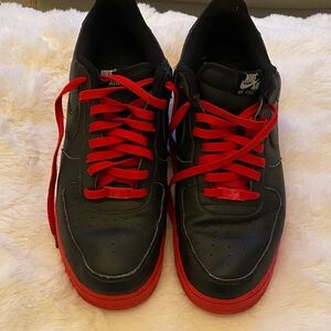 Nike Air Force 1 Black with Red Accents Men's Sneakers